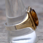 Vintage Sterling and Gold Tigers Eye Signet Ring 10.75