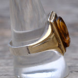 Vintage Sterling and Gold Tigers Eye Signet Ring 10.75