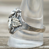 Vintage Sterling Silver Leaf Signet Ring 11.75