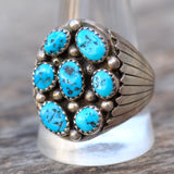 Vintage Sterling Chunky Turquoise Cluster Ring 13