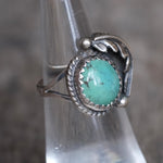 Vintage Sterling Turquoise Feather Ring 4.5