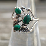Vintage Sterling Malachite Ring 6.5