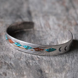 Vintage Sterling Crushed Turquoise and Coral Cuff