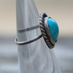 Vintage Sterling Turquoise Roper Ring 3.25