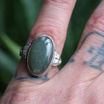 Vintage Sterling Jade Ring 4.5