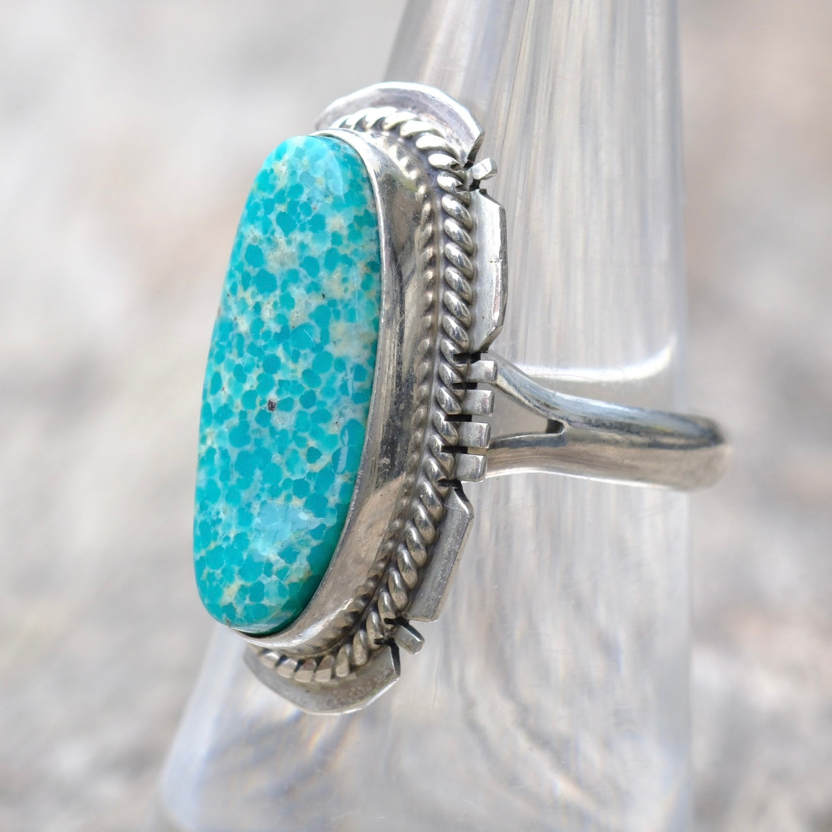 Vintage Sterling Turquoise Ring 6.75