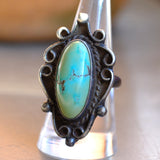 Vintage Sterling Turquoise Ring 8.25