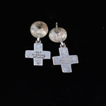 Vintage Sterling Lapis Cross Earrings