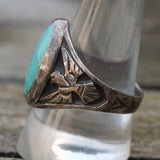 Vintage Sterling Turquoise Thunderbird Ring 10.5