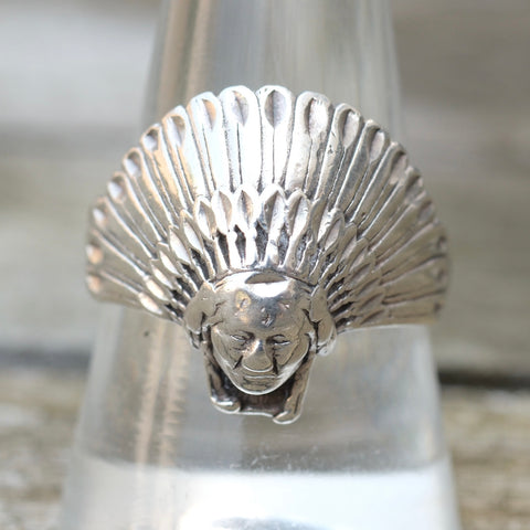 Vintage Sterling Big Chief Ring 9.75