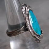 Vintage Sterling Turquoise Feather Ring 8.5