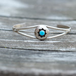 Vintage Sterling Turquoise Shadowbox Cuff