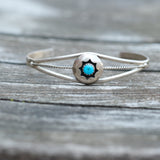 Vintage Sterling Turquoise Shadowbox Cuff
