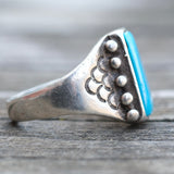 Vintage Sterling Turquoise Stamped Band Ring 11.5