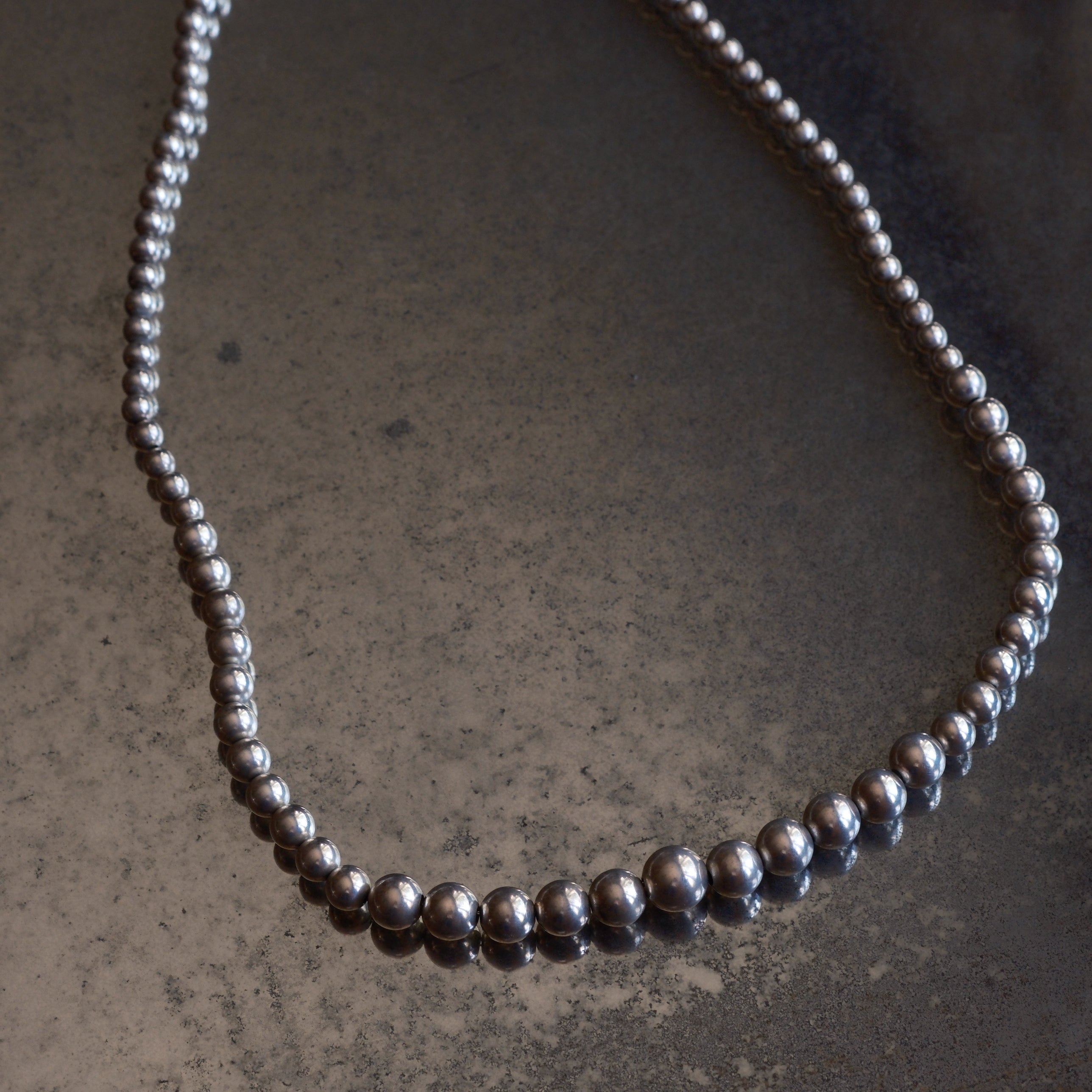 Vintage Sterling Silver Graduated Ball Chain Necklace 24.5"