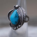 Vintage Sterling Turquoise Feather Ring 4.5