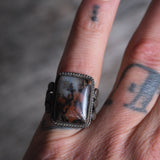 Vintage Sterling Petrified Wood Ring 5.75