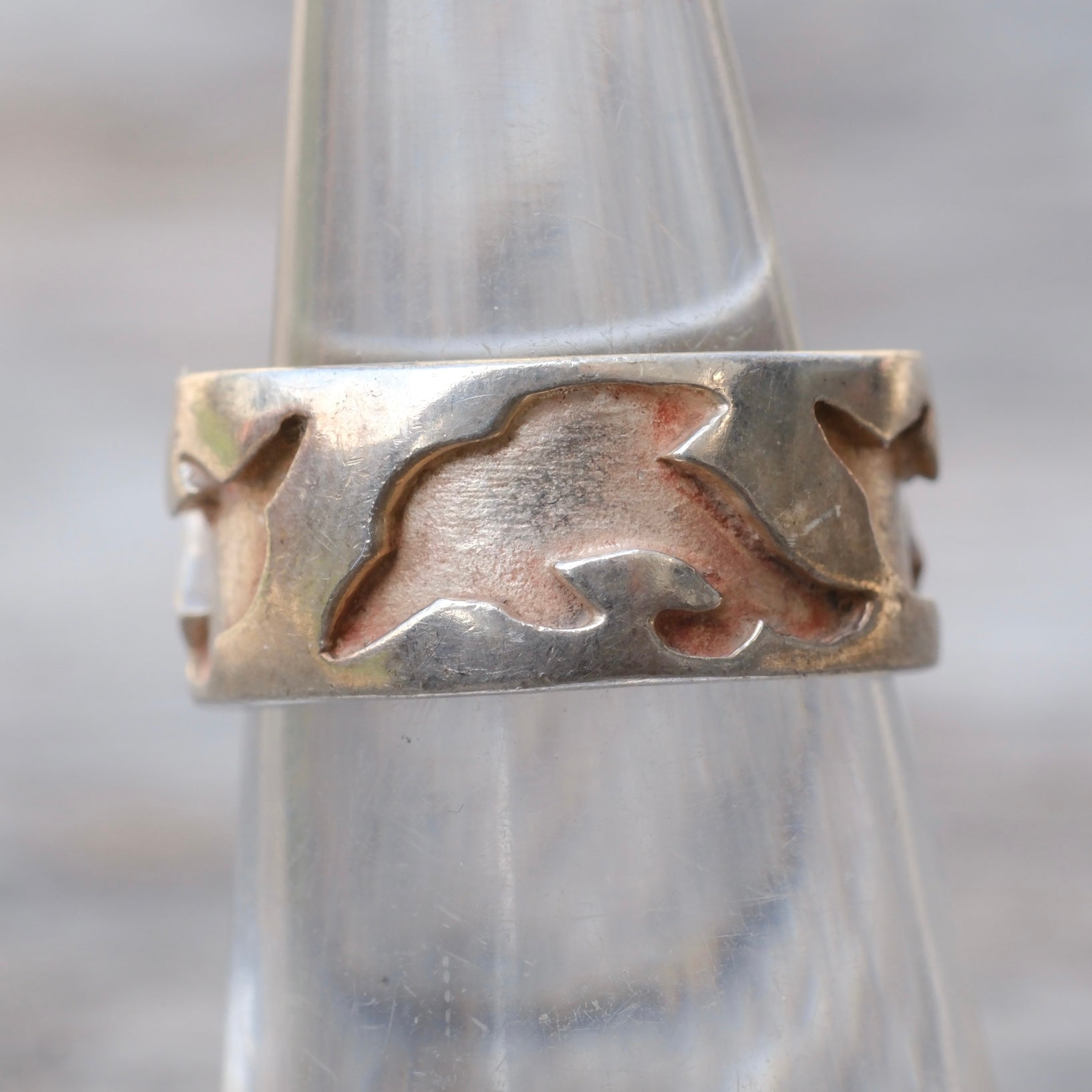 Vintage Sterling Dolphin Band Ring 5.5