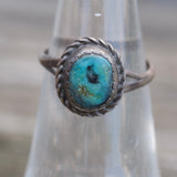 Vintage Sterling Turquoise Roper Ring 5.5