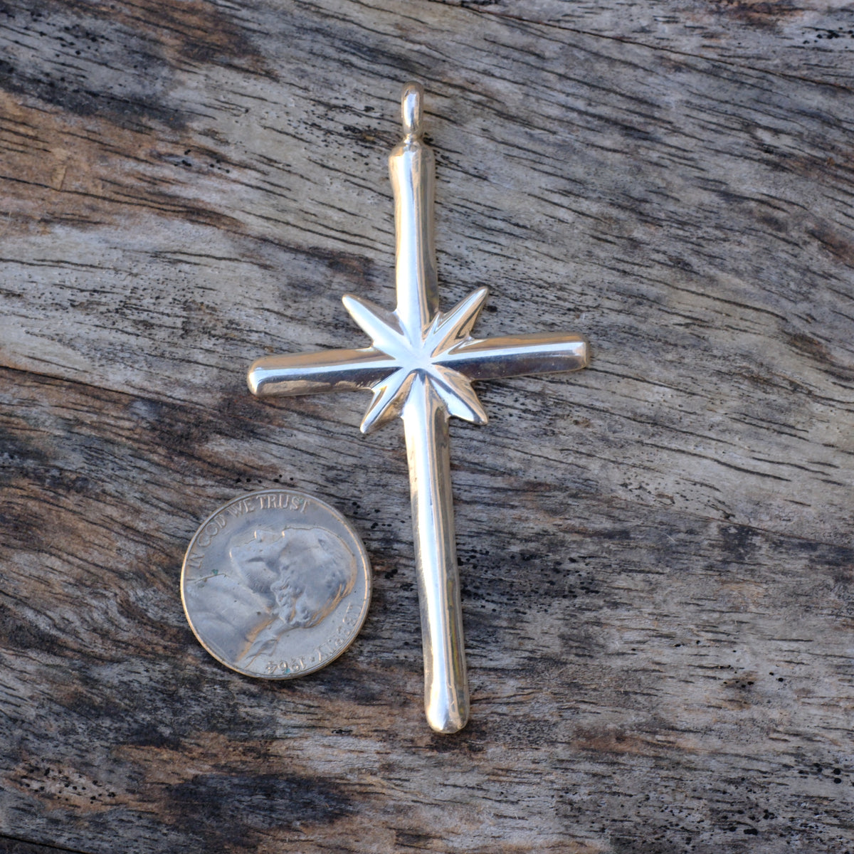 Vintage Sterling Silver Sand Cast Cross Pendant