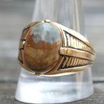 Vintage Gold Plated Picture Stone Signet Ring 12.5
