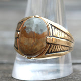 Vintage Gold Plated Picture Stone Signet Ring 12.5