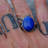 Vintage Sterling Lapis Eagle Ring 9