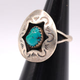 Vintage Sterling Turquoise Shadowbox Ring 5