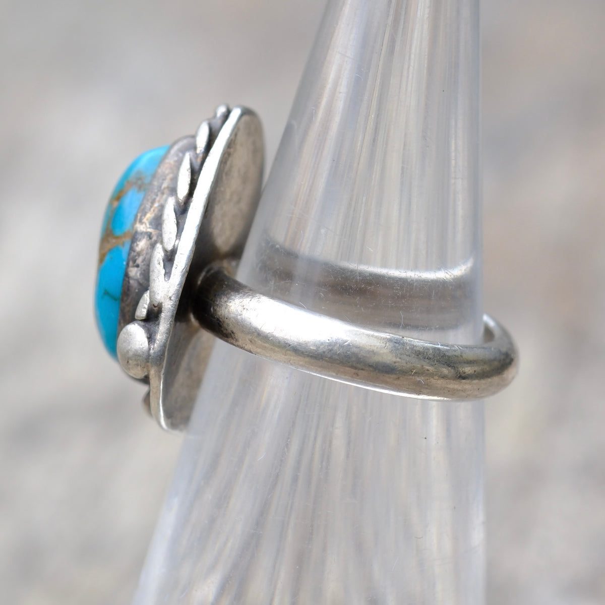 Vintage Sterling Turquoise Ring 3.5