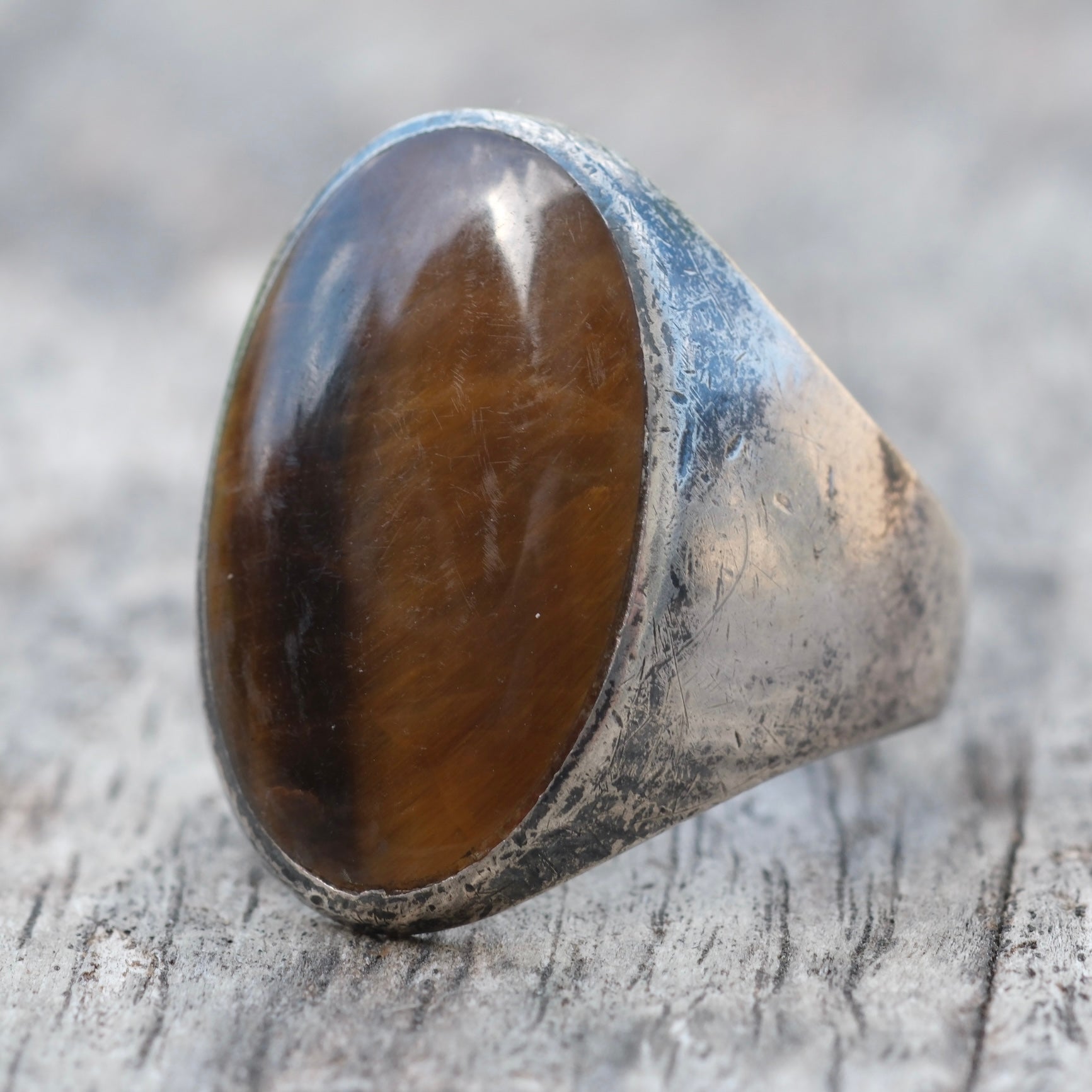 Vintage Sterling Tigers Eye Ring 11.25