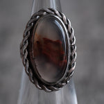 Vintage Sterling Agate Ring 3.75