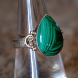 Vintage Sterling Malachite Ring 7.5