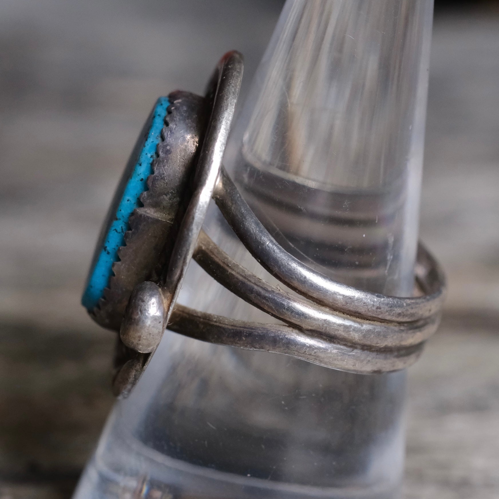 Vintage Sterling Turquoise Roper Ring 8.75