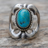 Vintage Sterling Turquoise Sandcast Ring 6
