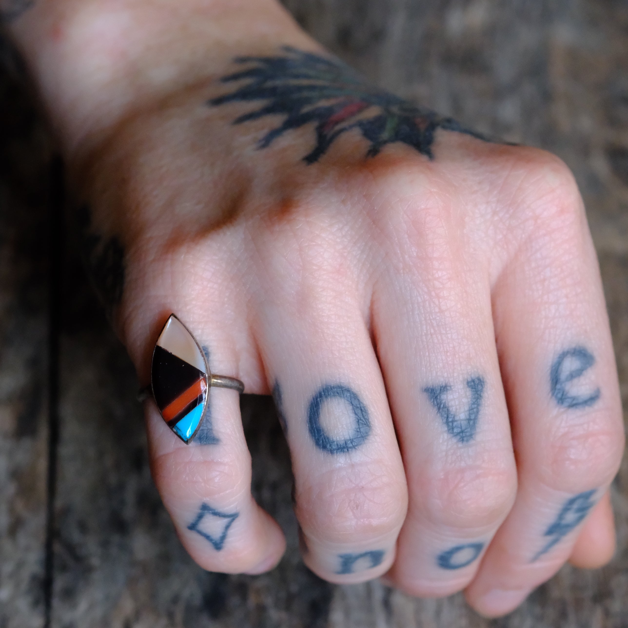 Vintage Sterling Zuni Inlay Ring 4