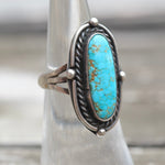 Vintage Sterling Turquoise Roper Ring 5