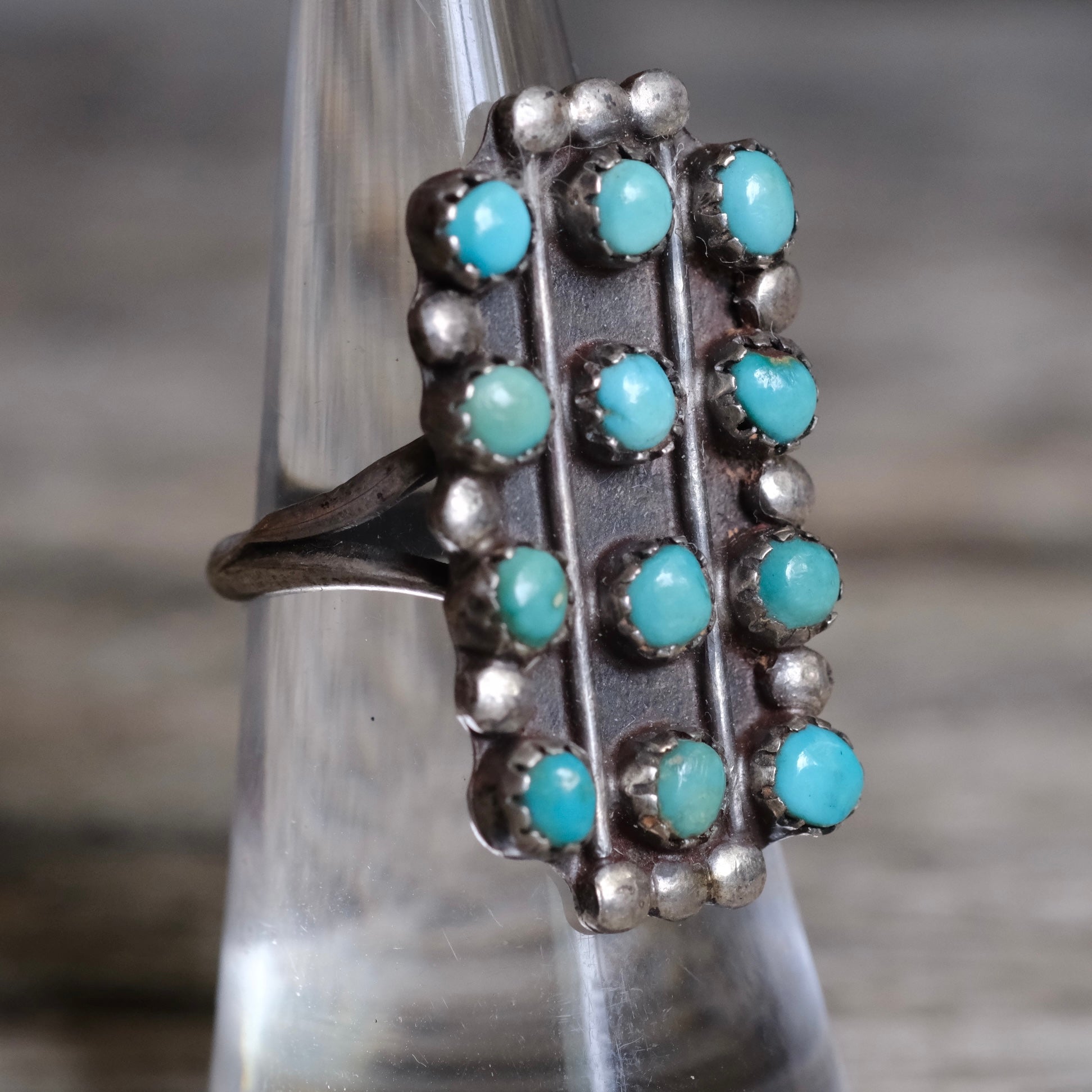 Vintage Sterling 12-Stone Turquoise Ring 6