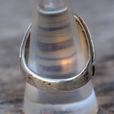 Chunky Vintage Sterling Turquoise and Coral Ribbed Band Ring 11