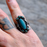 Vintage Sterling Zuni Inlay Turquoise Ring 7