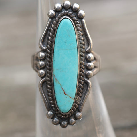 Vintage Sterling Turquoise Ring 4.5