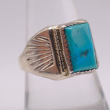 Vintage Sterling Turquoise Stamped Band Ring 9.25