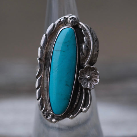 Vintage Sterling Turquoise Ring 5.25