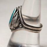 Vintage Sterling Turquoise Feather Ring 9.75