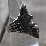 Vintage White Bronze Biker Ring 11.5