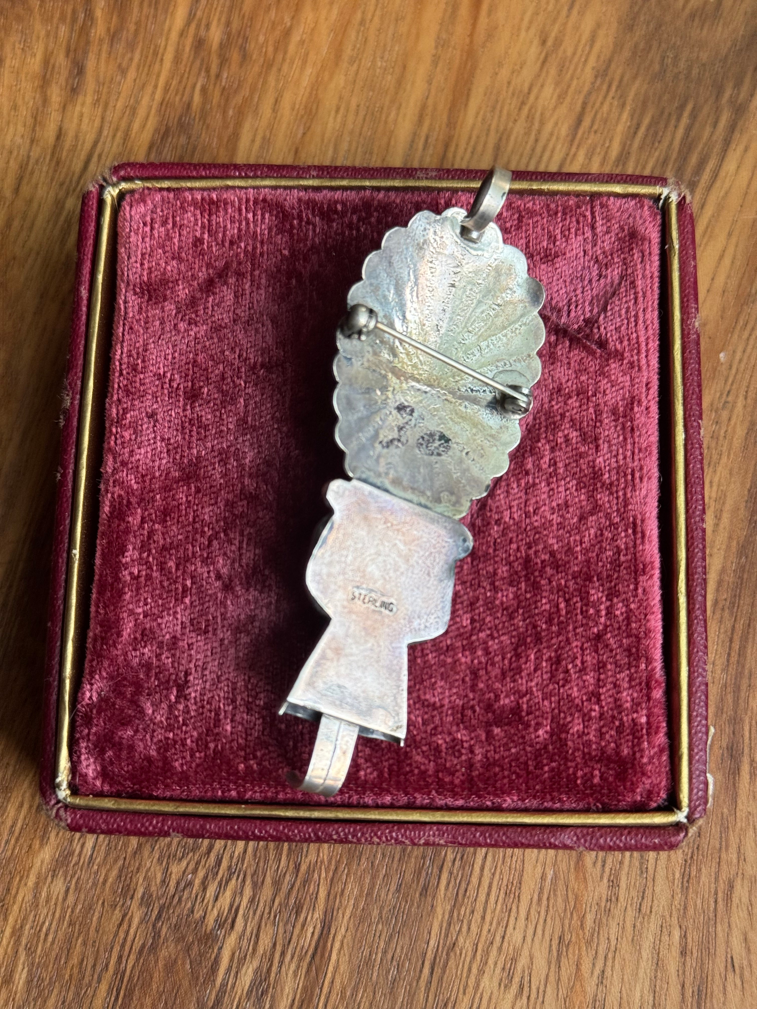 Vintage Sterling Silver Turquoise Kachina Pin/Pendant