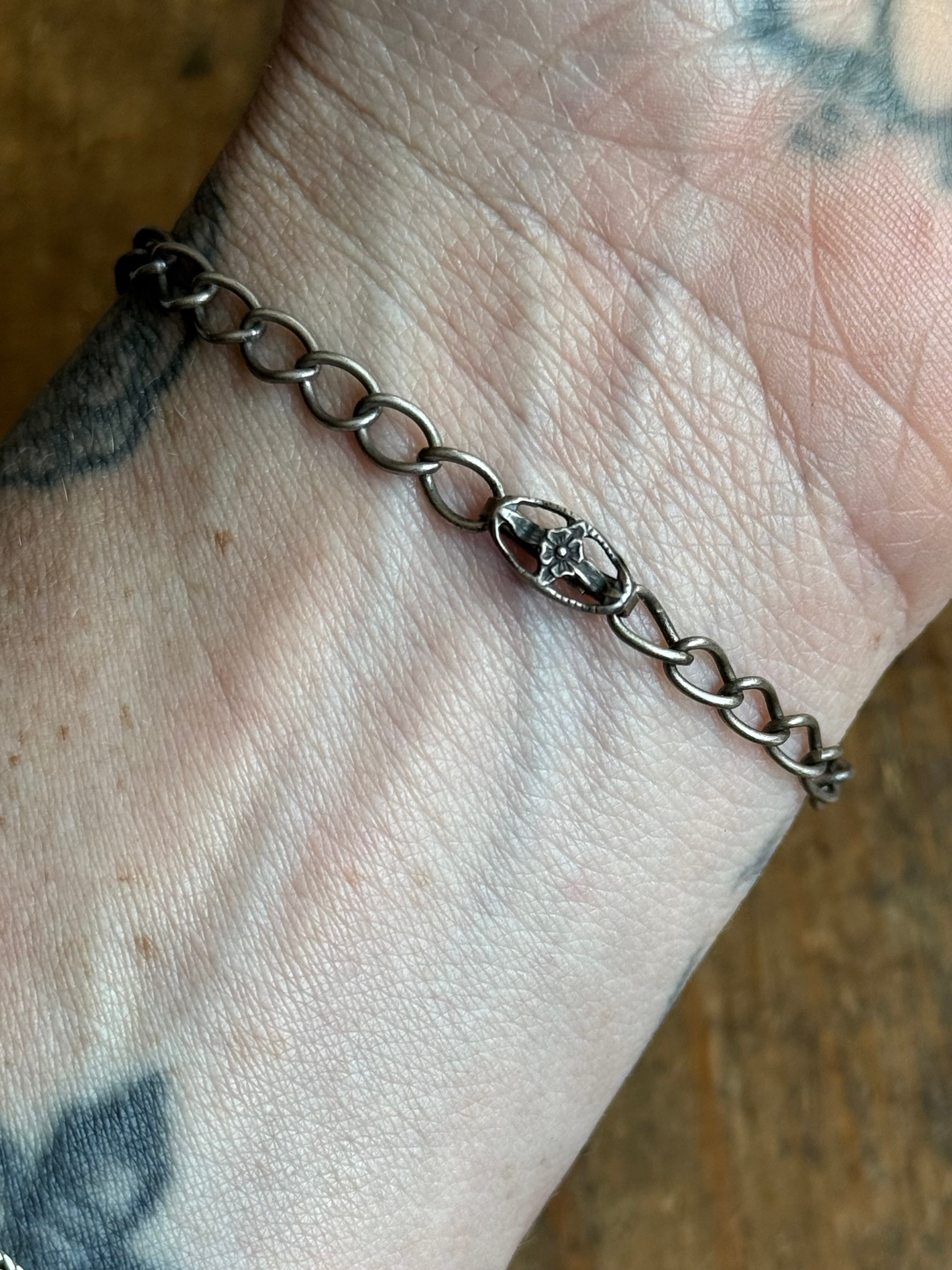 Vintage Sterling Silver 7” Butterfly Wing Palm Tree Bracelet