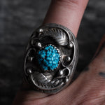 Vintage Sterling Turquoise Feather Ring 8