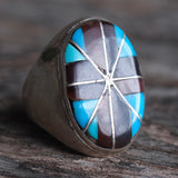 Vintage Sterling Turquoise and Shell Inlay Ring 10