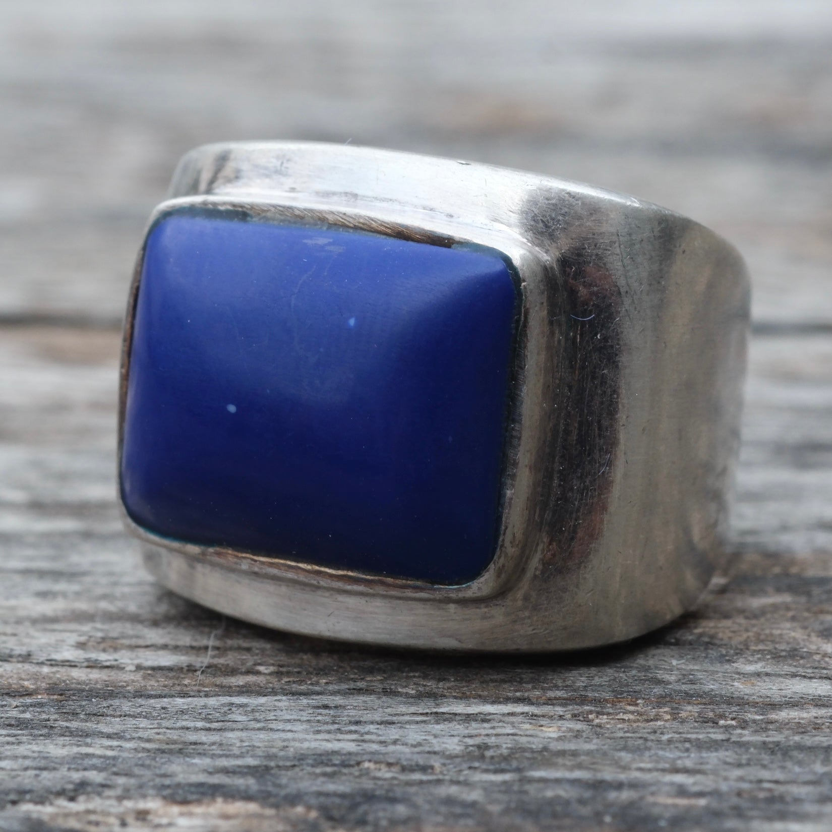 Vintage Sterling Lapis Ring 6.5