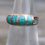 Vintage Sterling Turquoise Inlay Band 6